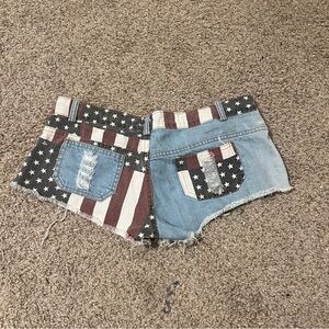 Ultra Mini Low Rise Americana Denim Shorts